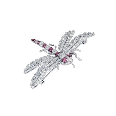 Latelita Womens Dragonfly Brooch Silver Ruby Cz - Pink Sterling Silver - One Size | Latelita Sale | Discount Designer Brands