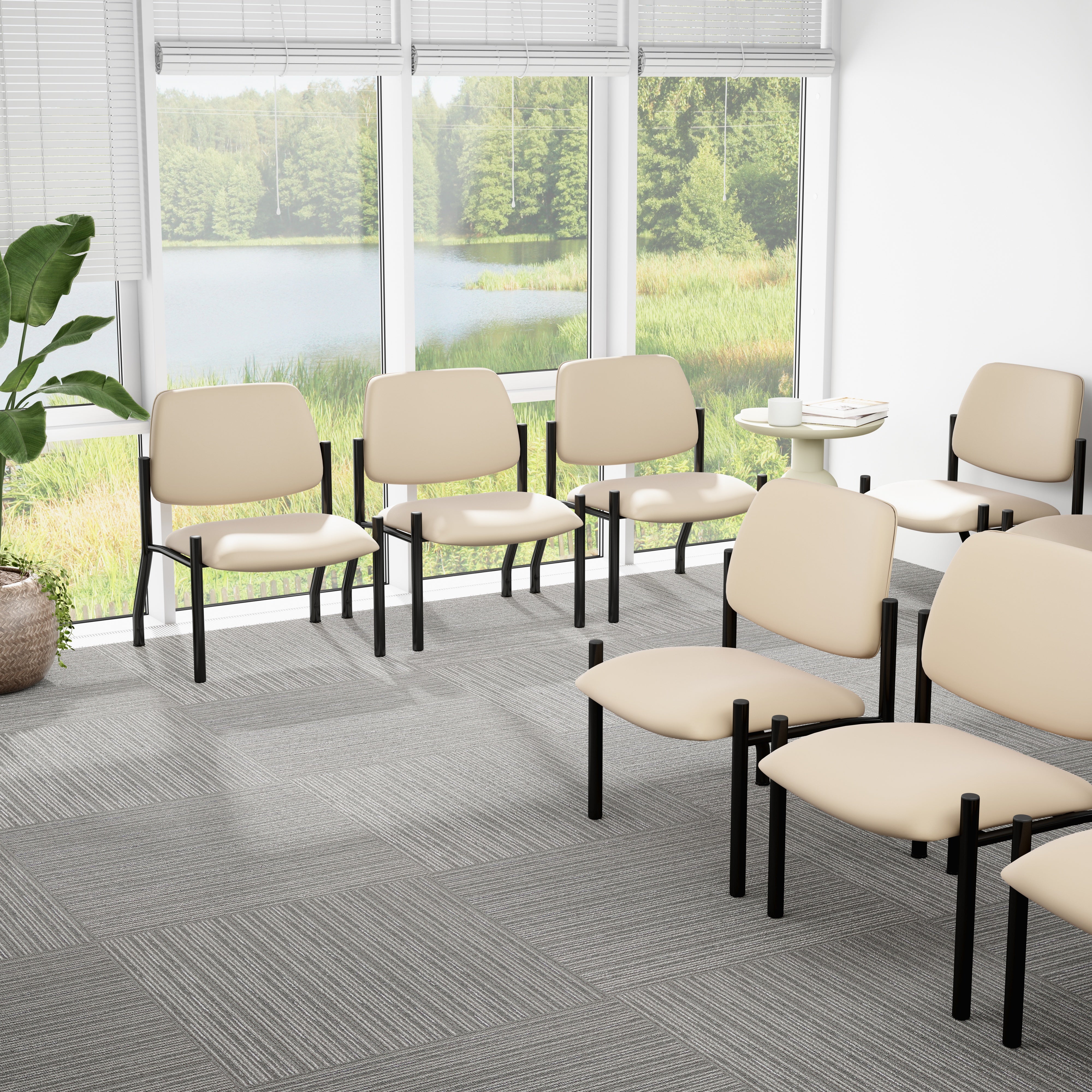 Boss Mid Back Armless Guest Chair, 400 lb capacity, Antimicrobial Vinyl, Beige (B9595AM-BG-400) Each Reception, Side & Guest Chairs