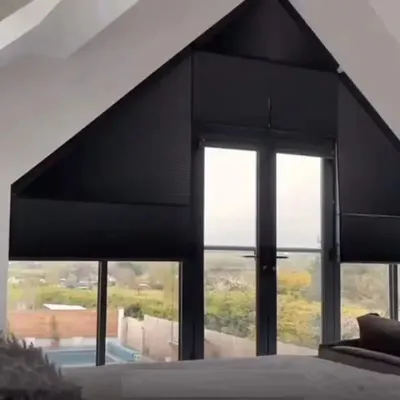Trapezoid Blinds Electric Irregular Honeycomb Shades Triangle Cellular Curtrain Moveable Open and Close Customize Size