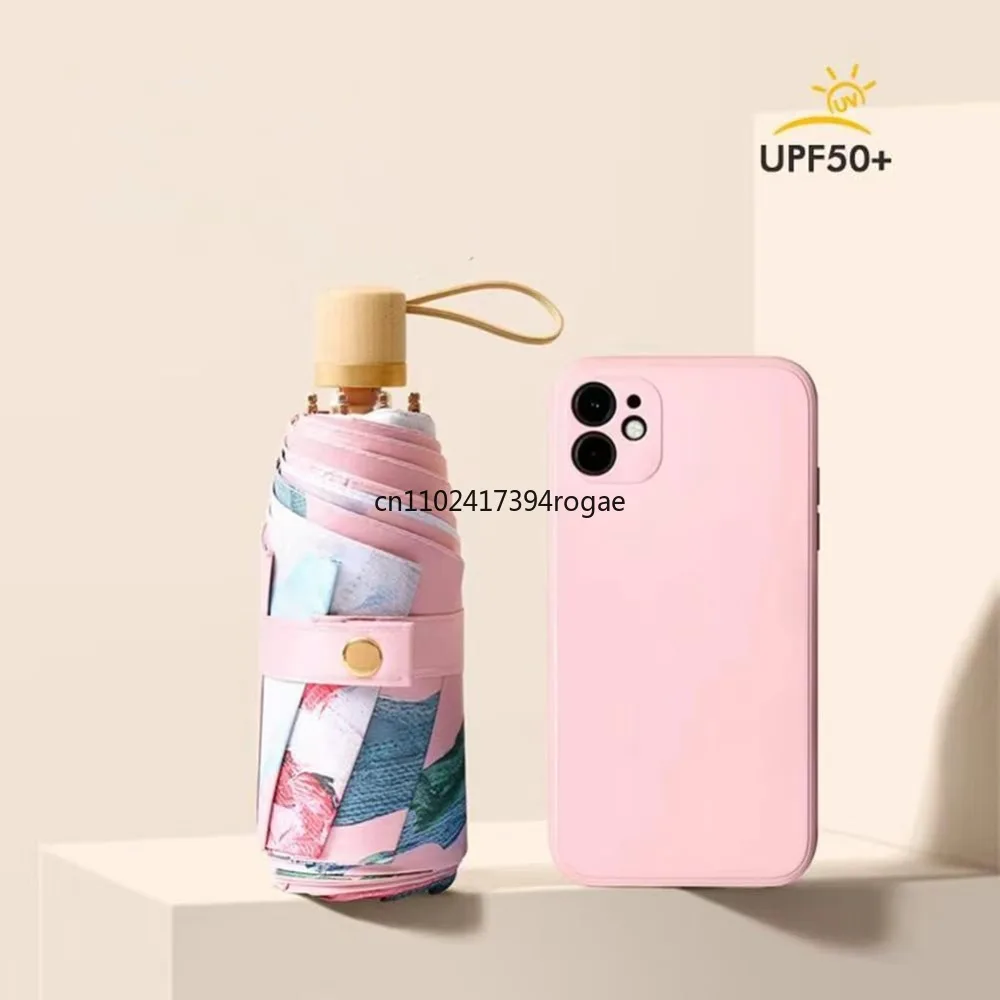 Doppelschichtiger doppelseitiger Blumen-Sonnenschirm mit Holzgriff, Retro-faltbarer UV-Schutz-Sonnenschirm, sonniger Regenschirm Image