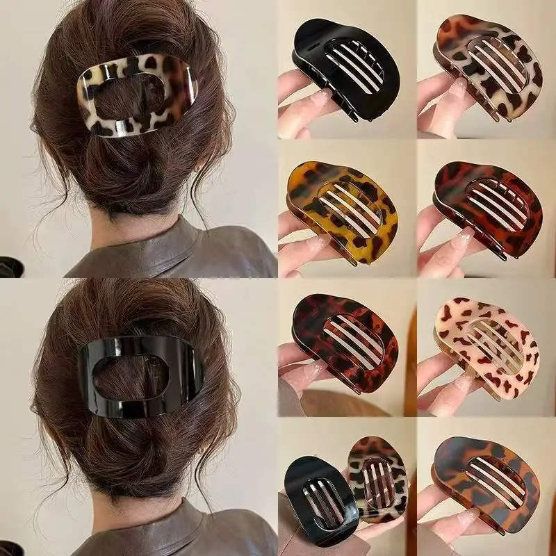 Fermagli per capelli piatti per donna Artigli per capelli stile coreano francese Accessori Fermaglio per capelli alla moda Fermaglio per capelli leopardato Copricapo semplice superiore
