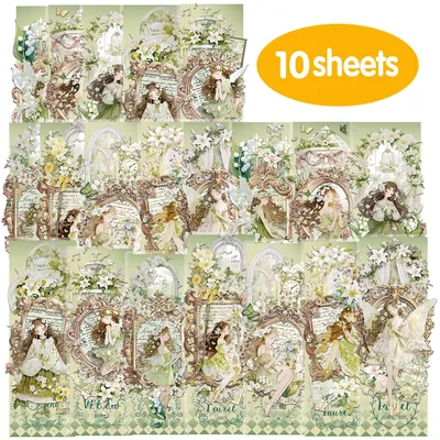 10 Stück grüne Märchen-Mädchen-Lesezeichen-Aufkleber für Schreibwaren, Album, Basteln, Aufkleber, Scrapbooking, Geburtstagsgeschenk, Spielzeug