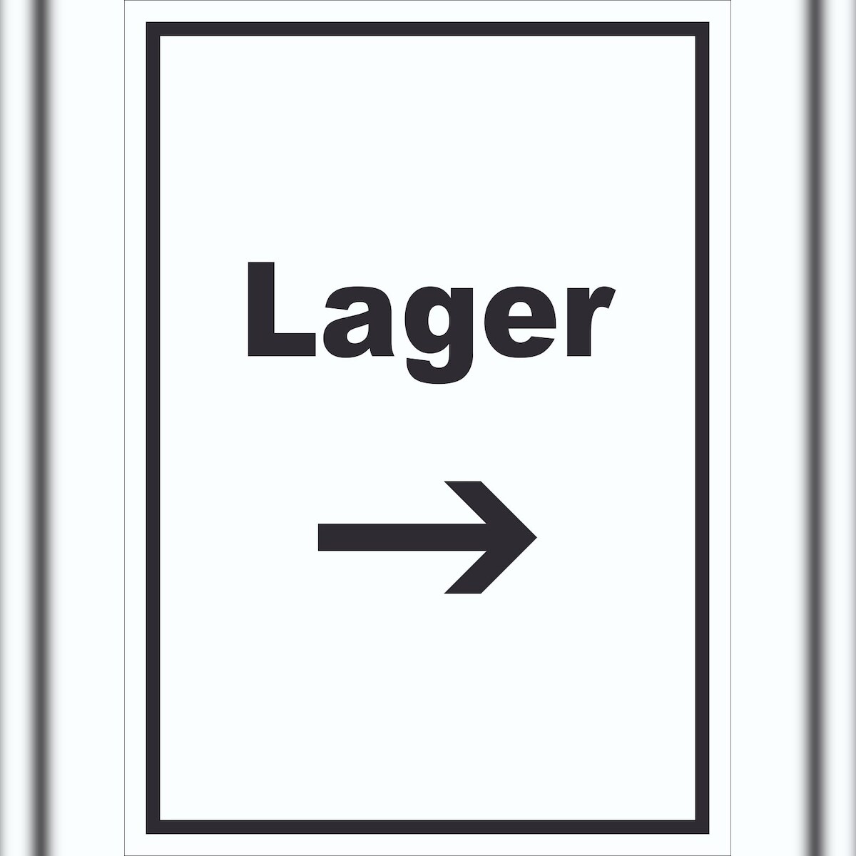 HB-Druck Lager Schild mit Text und Richtungspfeil rechts Storage Warenlager hochkant A5 Rückseite selbstklebend Image