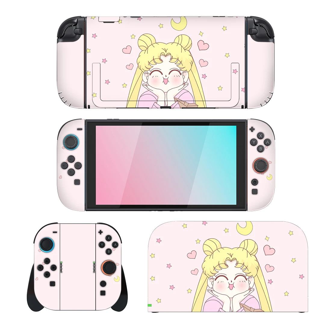 Anime Cute Girl Protector Aufkleber Skin für Nintendo Switch 2NS Konsole Dock Ladegerät Ständer Halter Joy-con Controller Vinyl Image
