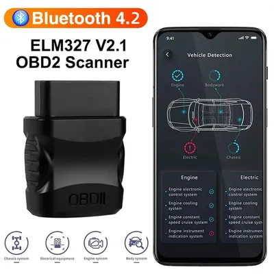 Car engine fault code reader ELM327 V2.1, OBD2 scanner, Bluetooth 4.2, car scanner, IOS/Android EOBD fault code scanner