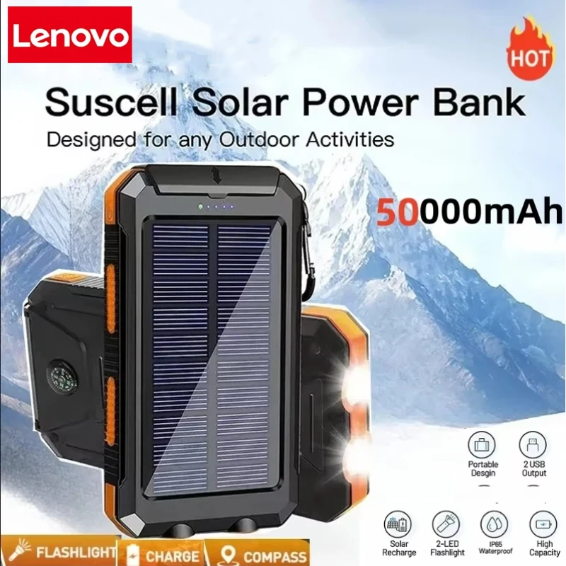 50000 mAh Solar Power Bank Tragbare Lade Poverbank Externe Batterie Ladegerät Starke Licht LDE Licht für iphone SamsungXiaomi Image