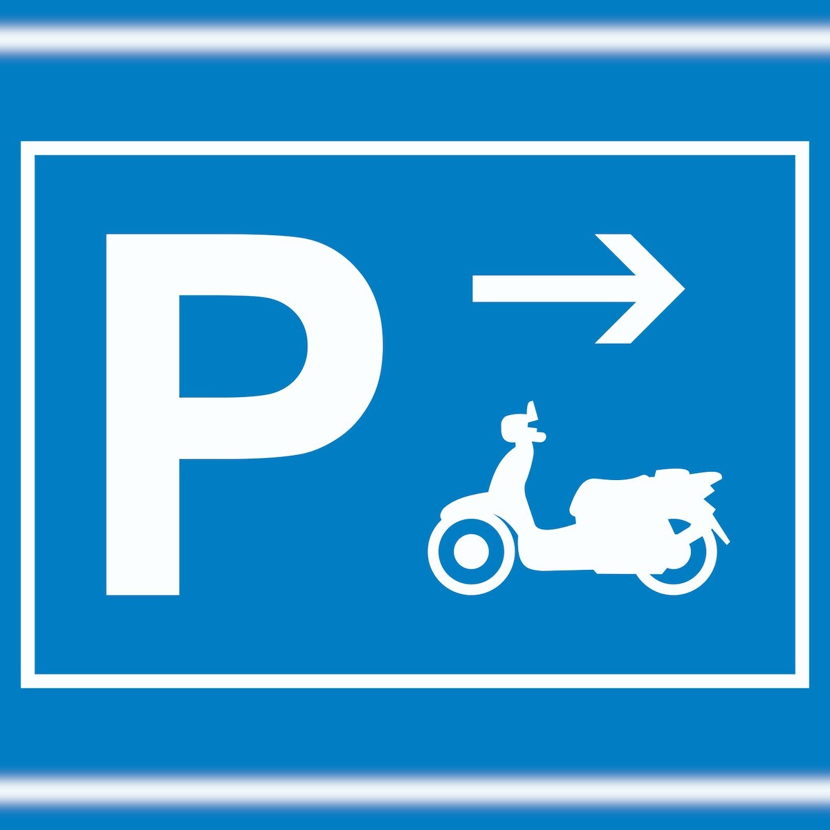 HB-Druck Motorroller Parkplatz mit Richtungspfeil rechts Schild waagerecht A3 Rückseite selbstklebend Image