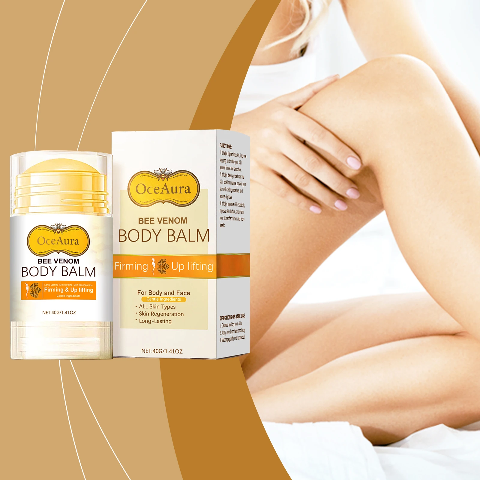 Bee Venom Hautpflegestift, feuchtigkeitsspendend und verjüngend, sanfte straffende Hautpflege, nährender, feuchtigkeitsspendender Hautpflegestift, 40 g Image