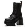 NEUE Punk Gothic Frauen Stiefel 11CM Plattform Keil Kniehohe Mode Britischen Boot ZIP Leder Ankle Frühling Synthetische Herbst schuhe