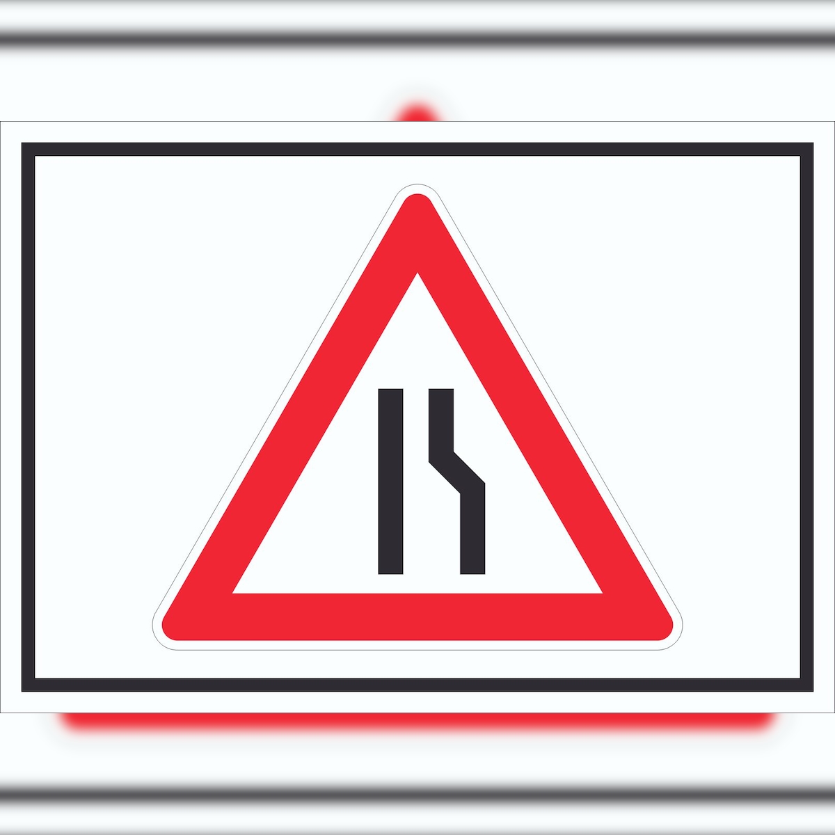 HB-Druck Schild Achtung Verengte Fahrbahn rechts Symbol A3 Rückseite selbstklebend Image