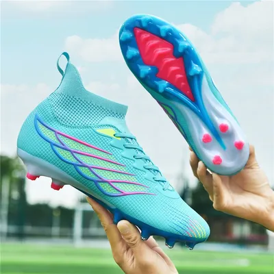 High Ankle Sports Footwear FG/TF Kids Soccer Cleats Football Boots Professional Men's Soccer Shoes Krampon Outdoor Sneakers 2024
