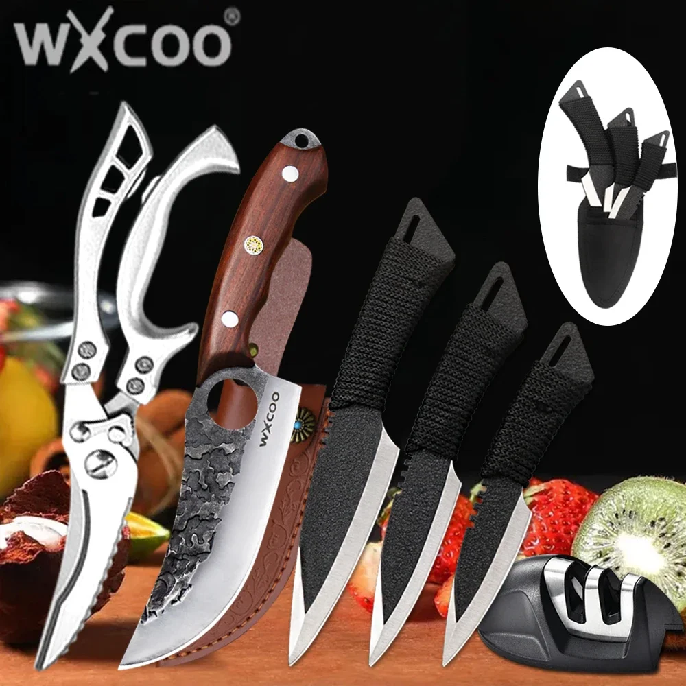 Küchenmesser, multifunktionales handgeschmiedetes Metzgermesser, scharfe Klinge, Ausbeinbecher, Edelstahl, Steakmesser, Küchenzubehör Image