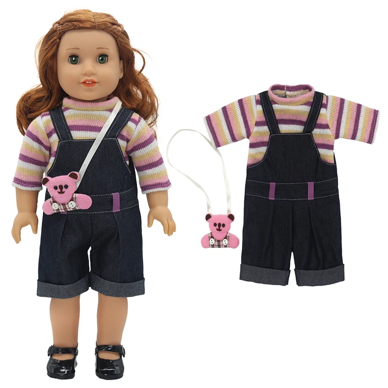18 "Mädchen Puppe Overall Tragen 43 cm Baby Puppe Kleidung Strampler Kinder Mädchen Geschenke