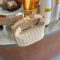 Yogodlns Borsa estiva piccola in paglia Borsa a tracolla alla moda Borsa a tracolla a secchiello intrecciata Borsa da spiaggia casual al mare Borsa con manico per ragazze