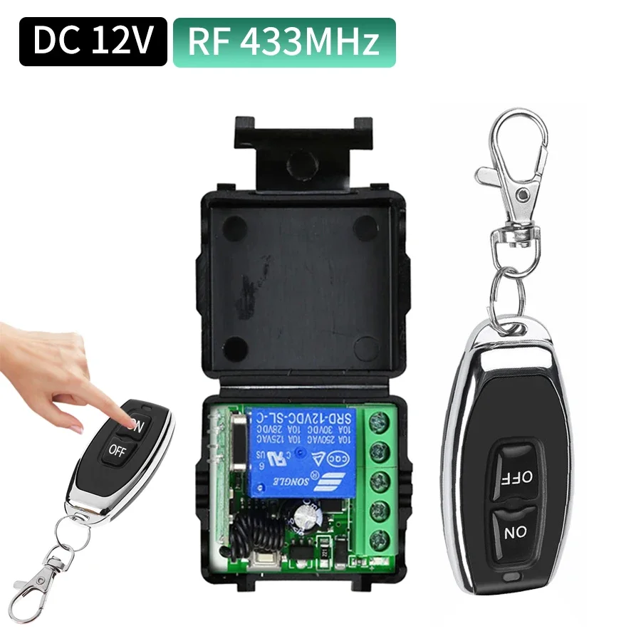 RF433MHz Drahtlose Schalter Gebäude Control Zubehör 12V 1CH 10A Relais Empfänger Modul Sender Fernbedienung Garage Tür Image