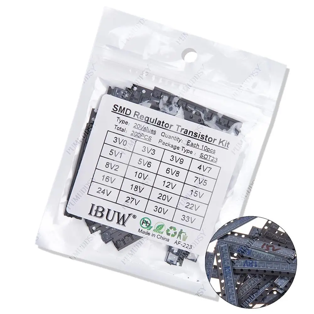 200 Stück Zenerdiode in Sot23 Paket Proben Kit Diygba Kit 20 Arten * 10 Stück Image