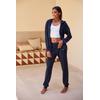Sweathose FRENCH CONNECTION, Damen, Gr. 36/38, N-Gr, blau (dunkelblau), Rippware, Obermaterial: 81% Polyester, 15% Viskose, 4% Elasthan, meliert, casual, bequem lang, Hosen, aus weicher Rippstruktur, Loungewear