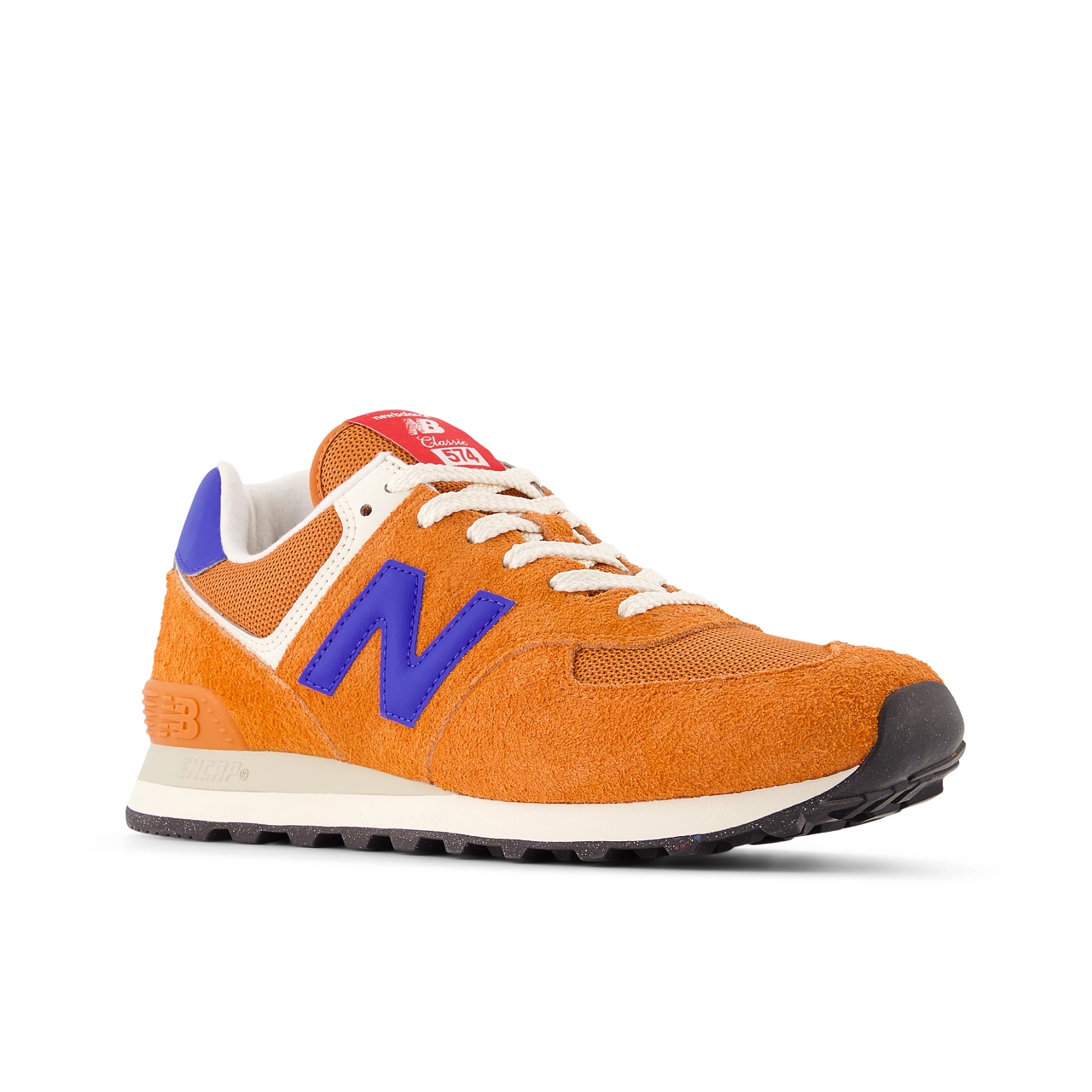 Sneaker NEW BALANCE "574", Damen, Gr. 38, beige (sienna, blau gemstone), Leder, Textil, mehrfarbig, Schuhe Sneaker