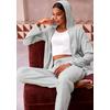 Sweathose FRENCH CONNECTION, Damen, Gr. 44/46, N-Gr, grau (hellgrau), Rippware, Obermaterial: 81% Polyester, 15% Viskose, 4% Elasthan, meliert, casual, bequem lang, Hosen, aus weicher Rippstruktur, Loungewear