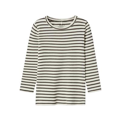 Langarmshirt NAME IT "NMNBANI LS XSL TOP NOOS", Jungen, Gr. 116, delicioso, Jersey, Rippware, Obermaterial: 57% Baumwolle, 38% Modal, 5% Elasthan, gestreift, geringelt, casual, slim fit hüftbedeckend, Rundhals, Langarm abgesteppte Kante, Shirts,... Image