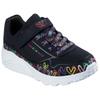 Sneaker SKECHERS "UNO LITE", Kinder, Gr. 28, bunt (schwarz, multi), Lederimitat, kontrastfarbene Details, sportlich, Schuhe, Klettschuh mit bunten Herzen, Größenschablone zum Download
