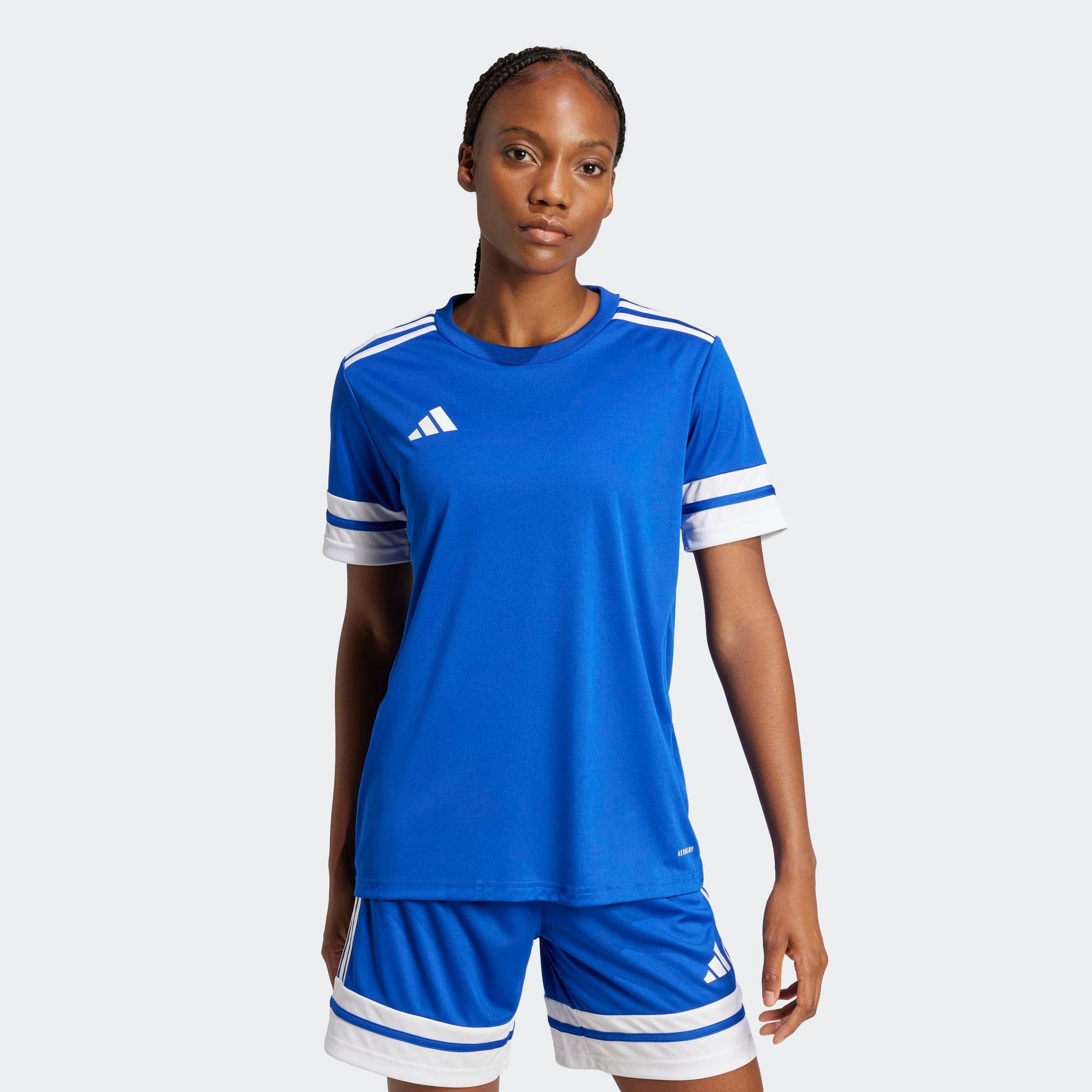 Fußballtrikot ADIDAS PERFORMANCE "SQUA25 JSY W", Damen, Gr. L, blau (royal blau, weiß), Obermaterial: 100% Polyester, Rundhals, Trikots Fußballtrikot
