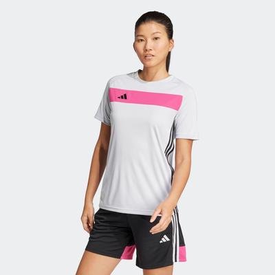 Fußballtrikot ADIDAS PERFORMANCE "TIRO ES JSY W", Damen, Gr. L, grau (clear grau, real magenta), Obermaterial: 100% Polyester, sportlich, Rundhals, Kurzarm, Trikots Image