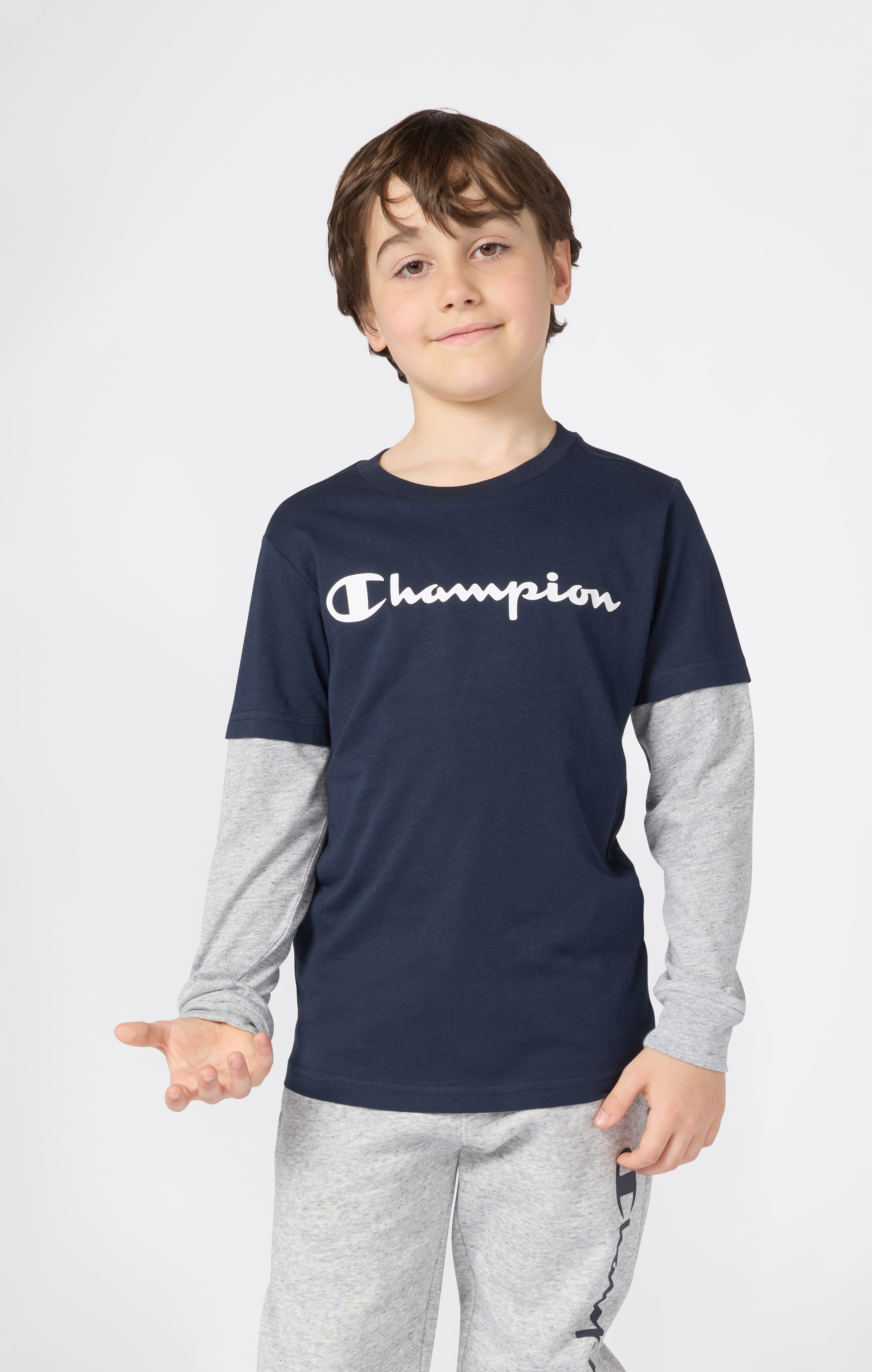 Langarmshirt CHAMPION, Kinder, Gr. XXL (176), nny, noxm, ns1, Obermaterial: 100% Baumwolle. Einsatz: 60% Baumwolle, 40% Polyester, normal, Shirts, für Kinder Image