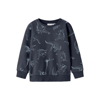Sweatshirt NAME IT "NMMVARON für Jungen mit Alloverprint und Rippbündchen", Jungen, Gr. 116, blau (schwarz sapphire), Sweatware, Obermaterial: 100% Baumwolle, bedruckt, casual, normal normal, Rundhals, Langarm Rippbündchen, Sweatshirts, bedruckt,... Image