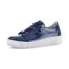 Plateausneaker GABOR, Damen, Gr. 39, blau (dunkelblau), Lackleder, glänzend, casual, Schuhe, Freizeitschuh, Halbschuh, Schnürer mit edlen Schmuck-Motiven