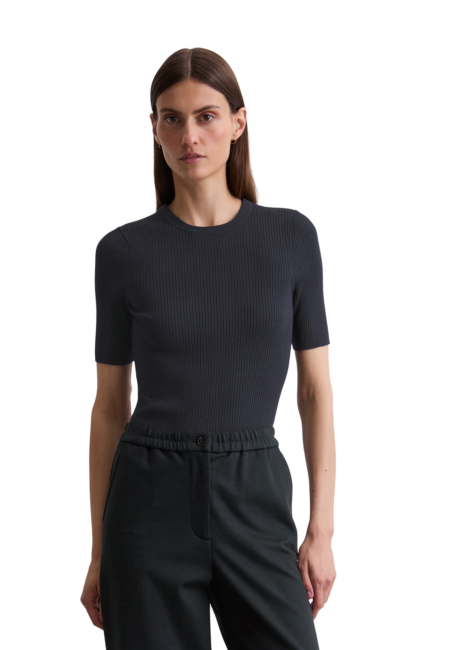 Rundhalspullover MARC O'POLO "aus Viskose-Mix", Damen, Gr. XXS, blau (deep night blau), Obermaterial: 80% Viskose, 20% Polyester, unifarben, Casual, Rundhals, Pullover