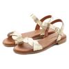 Sandale LASCANA "Sommerschuh", Damen, Gr. 42, gold (goldfarben), Obermaterial: 100% Rindsleder. Decksohle: 100% Textilmaterial. Laufsohle: 100% Synthetik, unifarben, elegant, Schuhe, aus Leder mit überkreuztem Wellenriemen, Sandalette, Sommerschuh