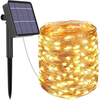 Solar-Lichterkette für den Außenbereich, 12 m, 120 LEDs, 8 Modi, Dekoration [Energieklasse a+++]. Image