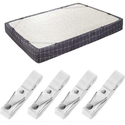 4er-Pack, kurz, weiß) Bettlakenhalter-Gurte – verstellbare Spannbettlaken-Clips, Image