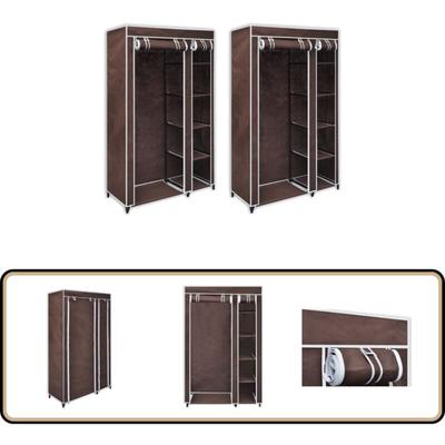 Stoffschränke 2 Stk. Braun - Faltschrank - Kleiderschrank - Garderobe - Stauraum Image