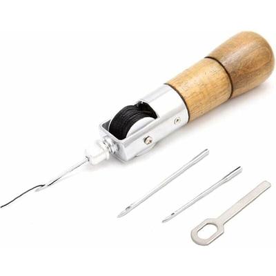 Leder-Nähahlen-Set mit Holzgriff, professionelle Handnähmaschine für Leder, Steppstich-Werkzeug für Image