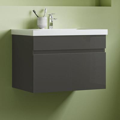 Waschtisch mit Unterschrank Waschbecken Unterschrank Badmbel Set 60cm dunkelgrau, ohne Seitenschrnke Image