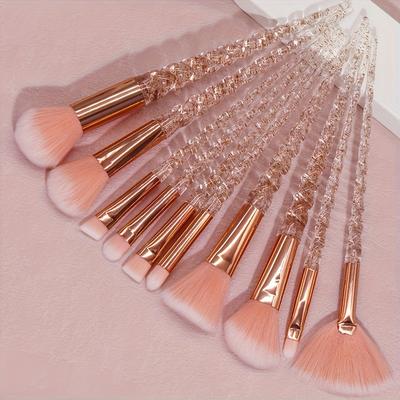 TEMU 2025 New 10pcs Oval Makeup Brush Set | Nylon Bristles & Abs Handle | Foundation, Eyeshadow, Eyeliner, Lip Brush | Hypoallergenic For All Light Beige Types | Halloween & Gift Ready Image