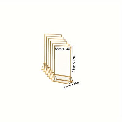TEMU 6pcs Elegant Double-sided 5x7 Acrylic Sign Holders - Clear Photo & Table Number Display For Weddings, Events, Home & Restaurant Use Image