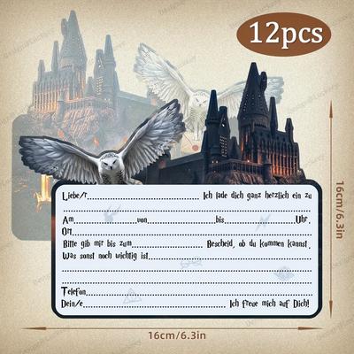 TEMU 12 German Birthday Invitations, Magic Theme Party Invites For Boys And Girls Image