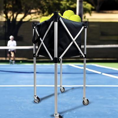 TEMU 1pc Foldable Tennis/pickleball Storage Cart - Aluminum Alloy, Black Portable Organizer With Large Capacity For And Outdoor Sports, Sports Equipment Cart | Sports Cart | Wheels, Tennis Accessories