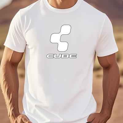 TEMU 2025 Trendy Casual Cube Print T-shirt - White Crew Neck, Short Sleeve, Regular Fit, Versatile Fashion Tee For Casual Attire, Casual Wear Tee | Modern Casualwear | Durable Casualwear Image