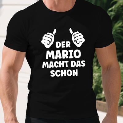 "TEMU Men' "der Macht Das Schon" Graphic T-shirt - Casual Summer Tee With White Illustration, Round Neck, Lightweight & Stretchy Fabric, Casual Summer Wear | Print | , Plus Size" Image