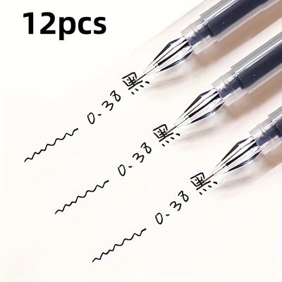 TEMU 12pcs Gel Pens, 0.38mm Fine Point, Large Capacity, Smooth Writing, Suitable For Office And School, Students And Office Supplies - Writing And Drawing! Image