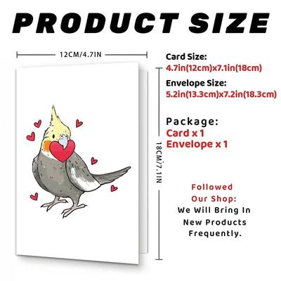 TEMU Cockatiel Valentine's Day Card - Him Or Her, Ideal Anniversary & Birthday Gift For Or Partner Image