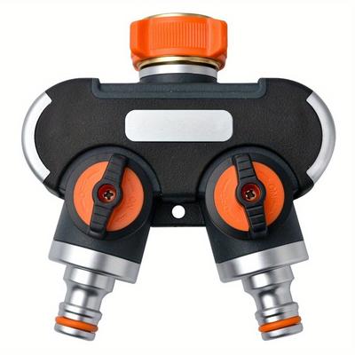 "TEMU Dual 2-way Garden Hose Splitter With Y Valve - 3/4" & 1/2" Connectors, Plastic, For Efficient Watering Systems And Lawn Care, Garden Hose Bib Splitter" Image