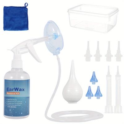 TEMU Ear Wax Removal Tool Kit Reusable Ear Wax Remover Complete Ear Cleaner Tool Effective Home Ear Wash Bottle System Tool Kit For Kids Adults Elders Ear Canal Health