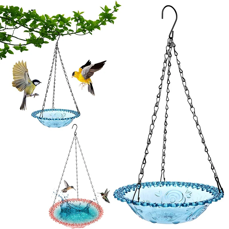 Bain d'oiseaux suspendu Mangeoire à oiseaux suspendue - Plateau de bain d'oiseaux de jardin Plaque d'alimentation pour la faune Bol d'eau ou bol d'eau pour la décoration de jardin
