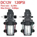Pompe à membrane haute pression Dc 12V 120PSI 60W 5L/Min, Mini pompe électrique auto-amorçante, Machine à laver à eau, pulvérisation de pesticides