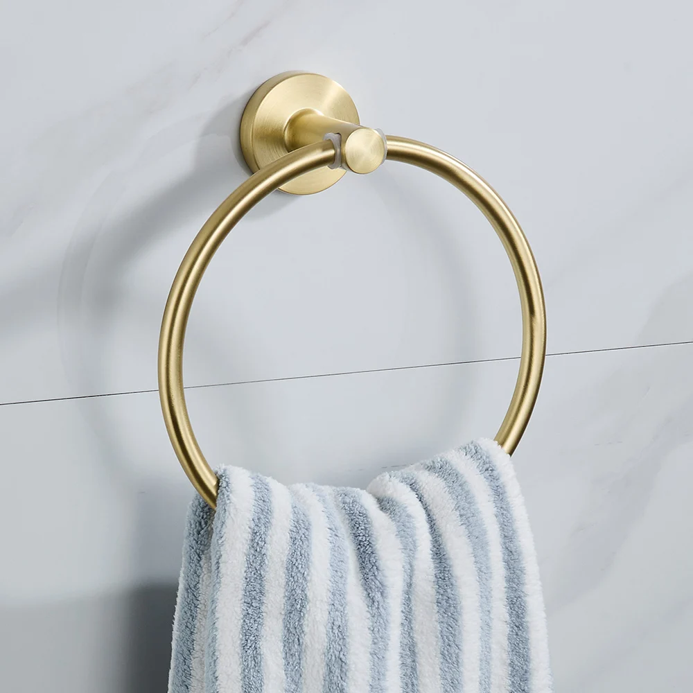 Anneau porte-serviettes de salle de bain, crochet, accessoires de quincaillerie, support de rangement, porte-serviettes en acier inoxydable 304, porte-serviettes rond moderne